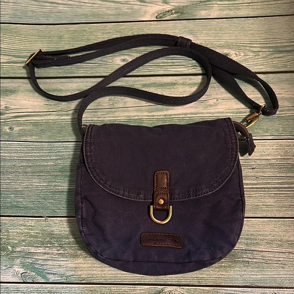 Travelon Dark Blue Crossbody Bag with Brown Accents - Picture 1 of 3